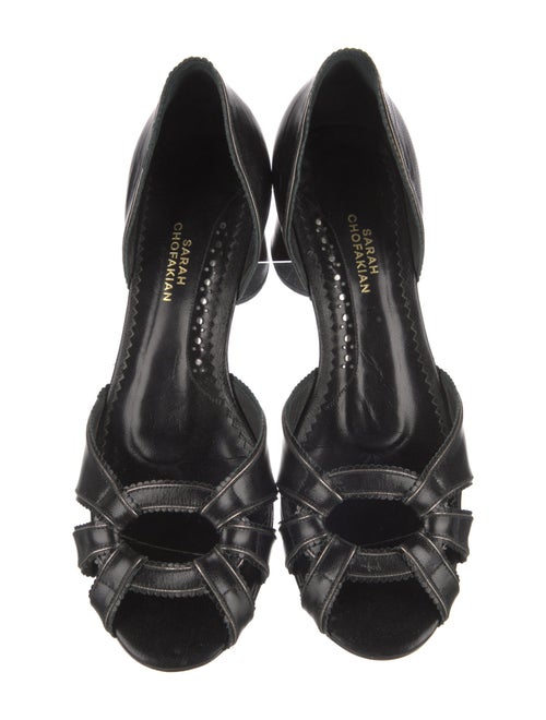 Sarah Chofakian Leather Cutout Accent D'Orsay Pumps