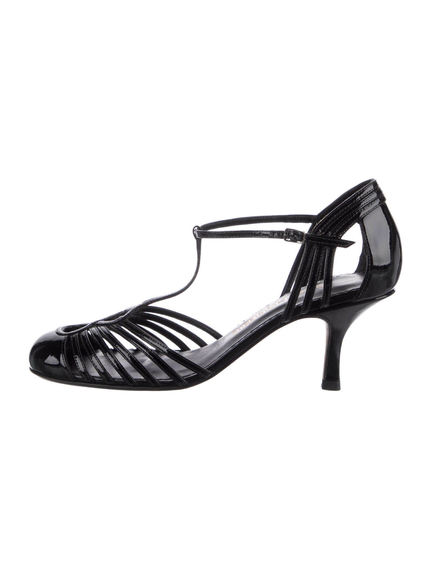 Sarah Chofakian Patent Leather T-Strap Pumps
