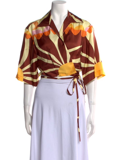 Sandro x Louis Barthélémy Silk Printed Crop Top