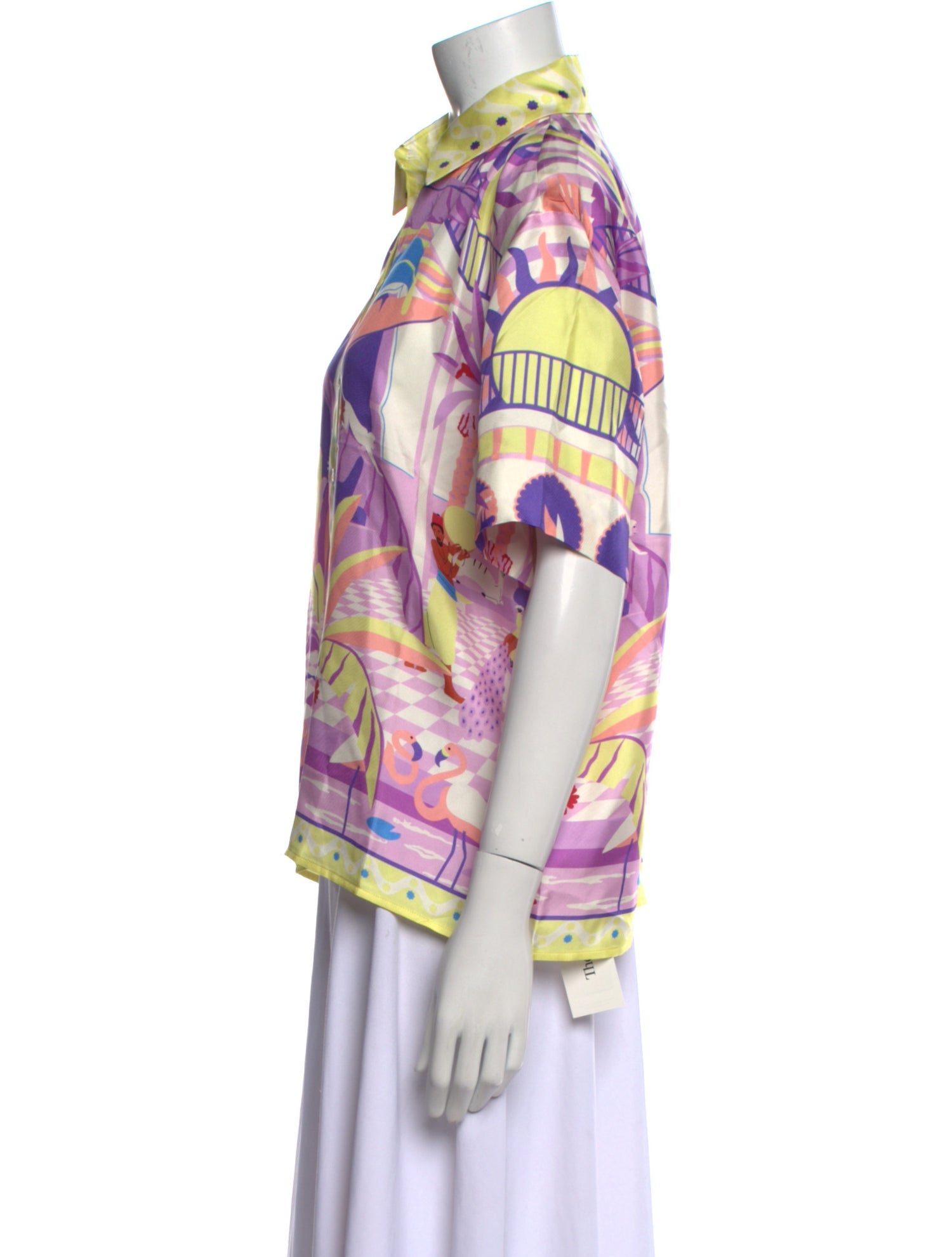 Sandro x Louis Barthélémy Silk Printed Button-Up Top w/ Tags