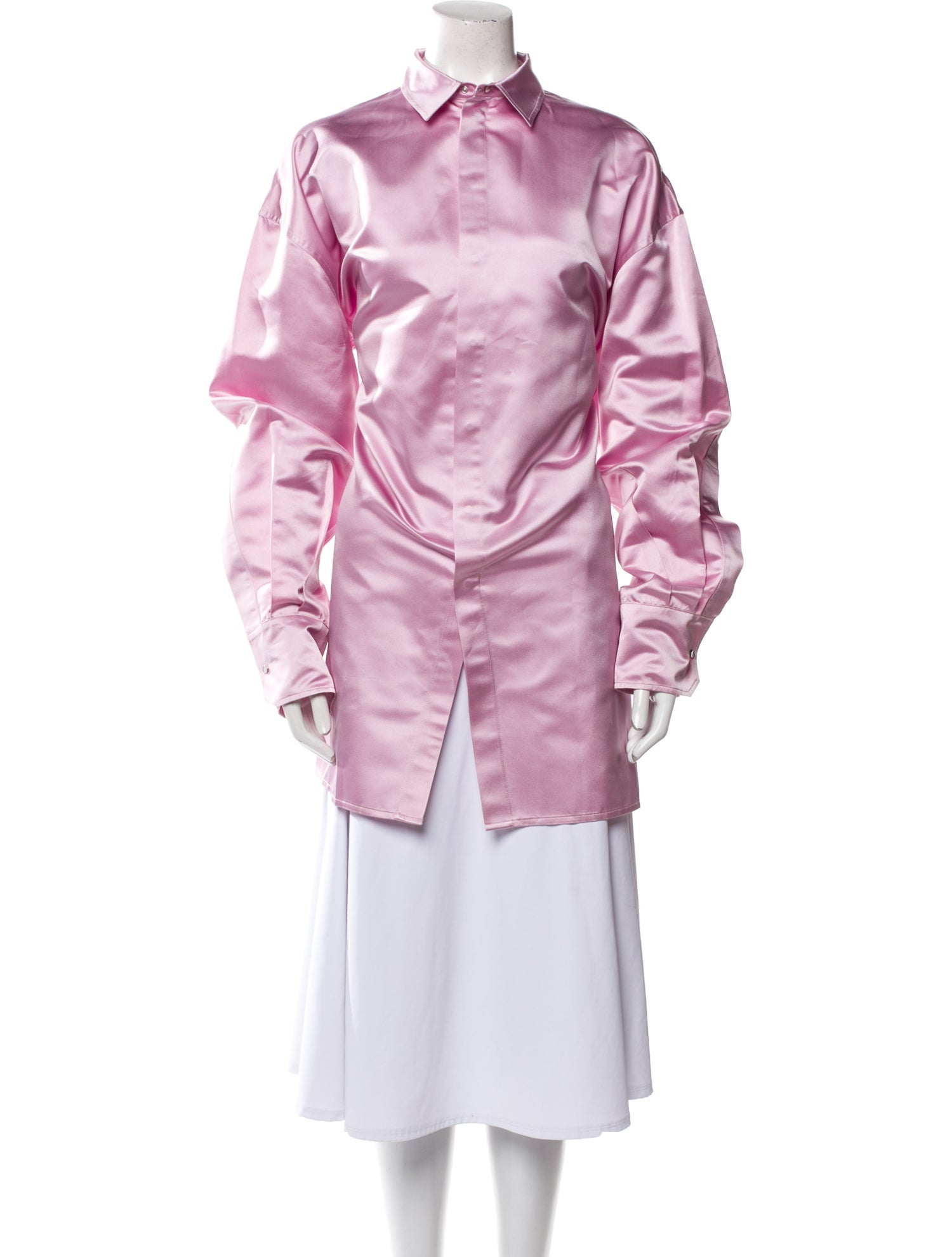 Sa Su Phi Silk Long Sleeve Button-Up Top