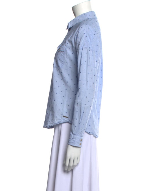 Saint James Polka Dot Print Long Sleeve Button-Up Top