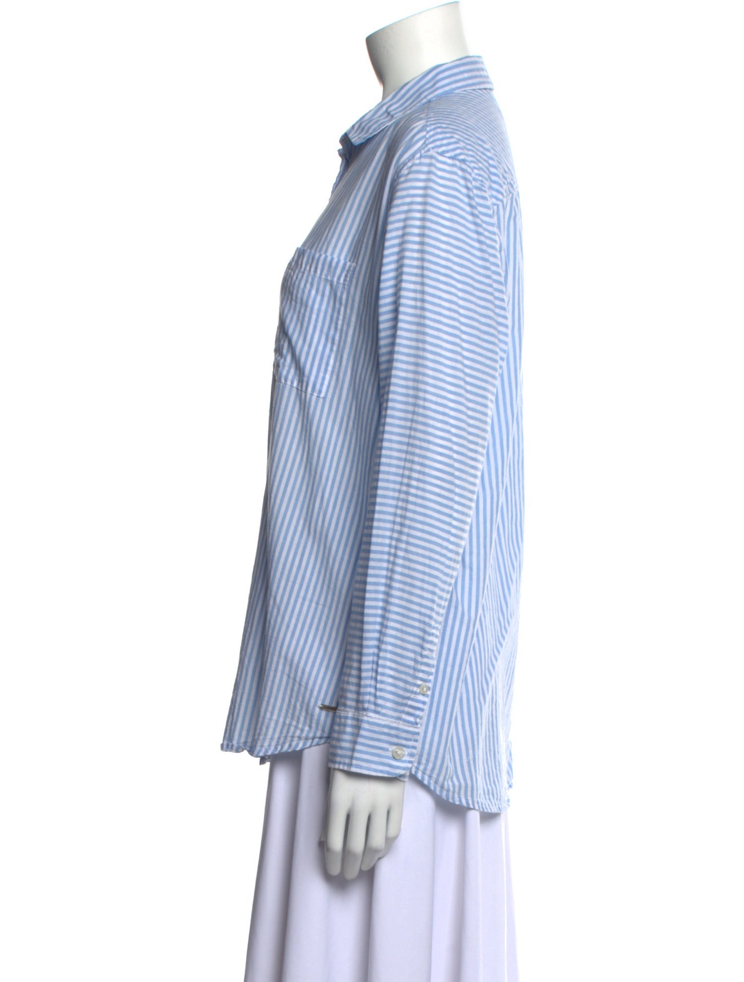 Saint James Striped Long Sleeve Button-Up Top