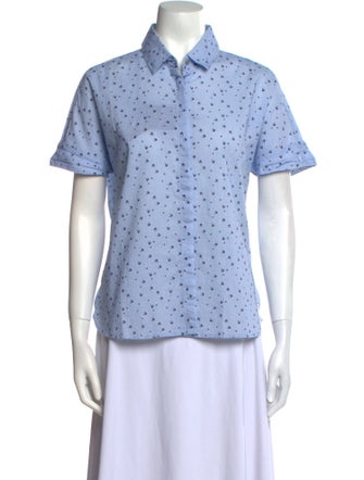 Saint James Printed Short Sleeve Button-Up Top