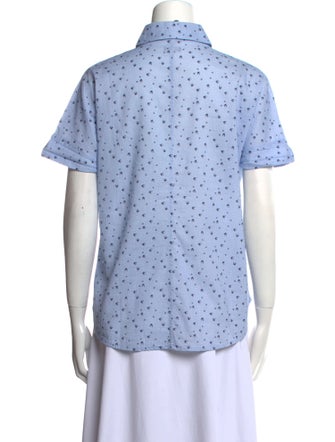 Saint James Printed Short Sleeve Button-Up Top
