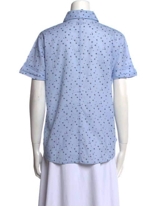 Saint James Printed Short Sleeve Button-Up Top
