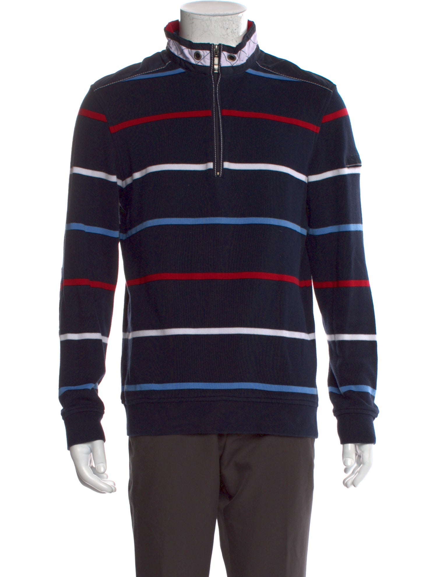 Saint James Striped Turtleneck Cardigan