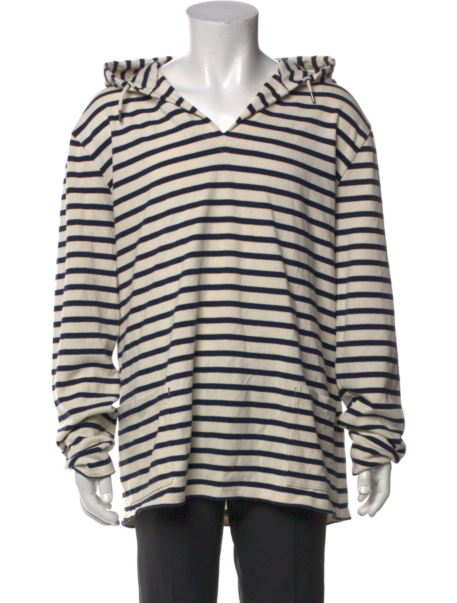 Saint James Striped V-Neck Hoodie