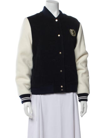 Saint James Wool Colorblock Pattern Bomber Jacket