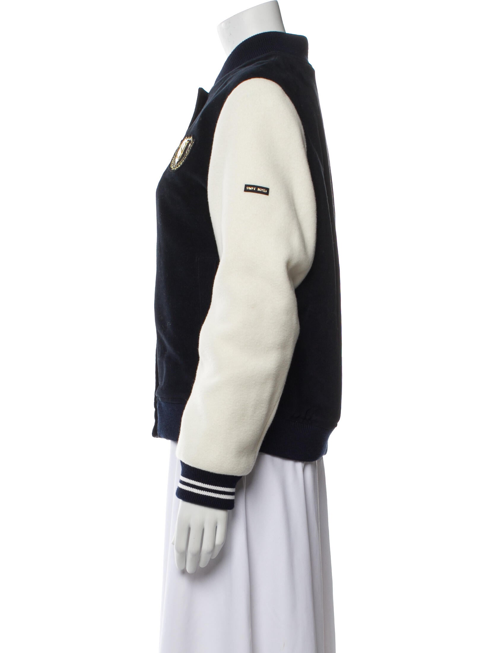 Saint James Wool Colorblock Pattern Bomber Jacket