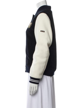 Saint James Wool Colorblock Pattern Bomber Jacket