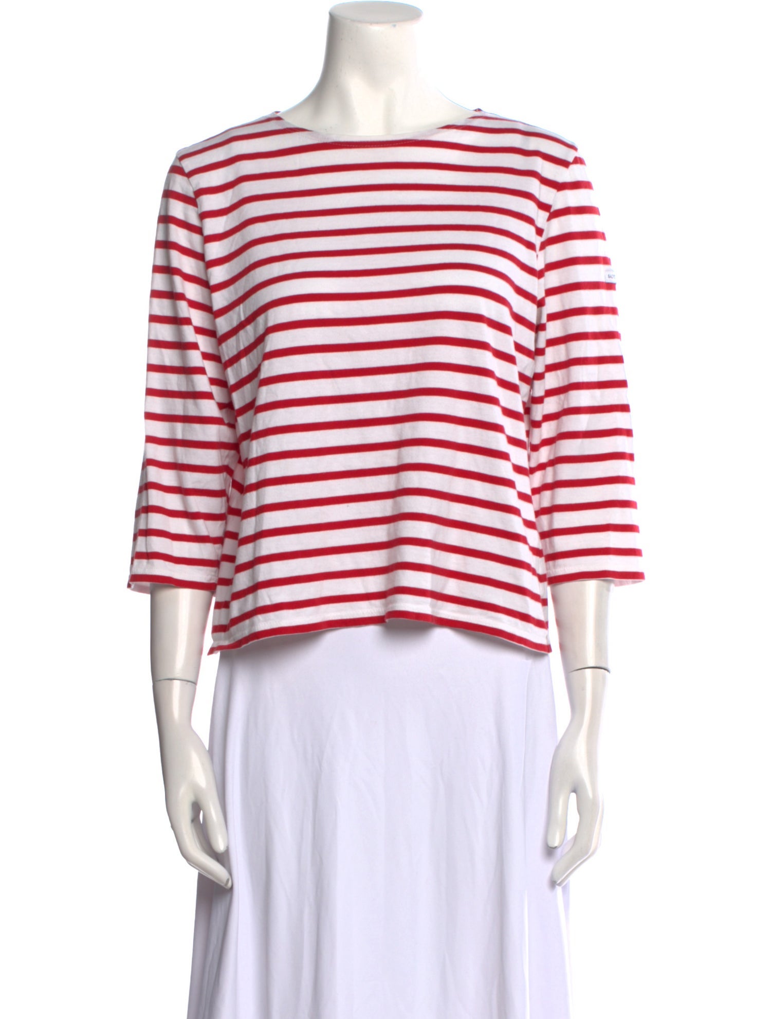 Saint James Striped Scoop Neck Crop Top