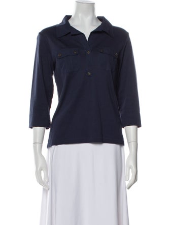 Saint James Three-Quarter Sleeve Button-Up Top