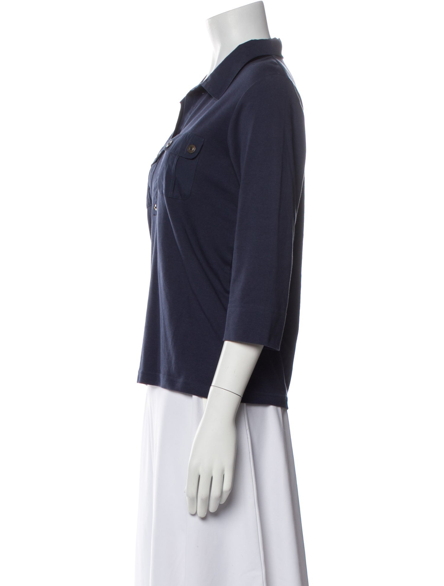 Saint James Three-Quarter Sleeve Button-Up Top