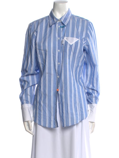 Saint James Striped Long Sleeve Button-Up Top