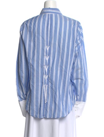 Saint James Striped Long Sleeve Button-Up Top