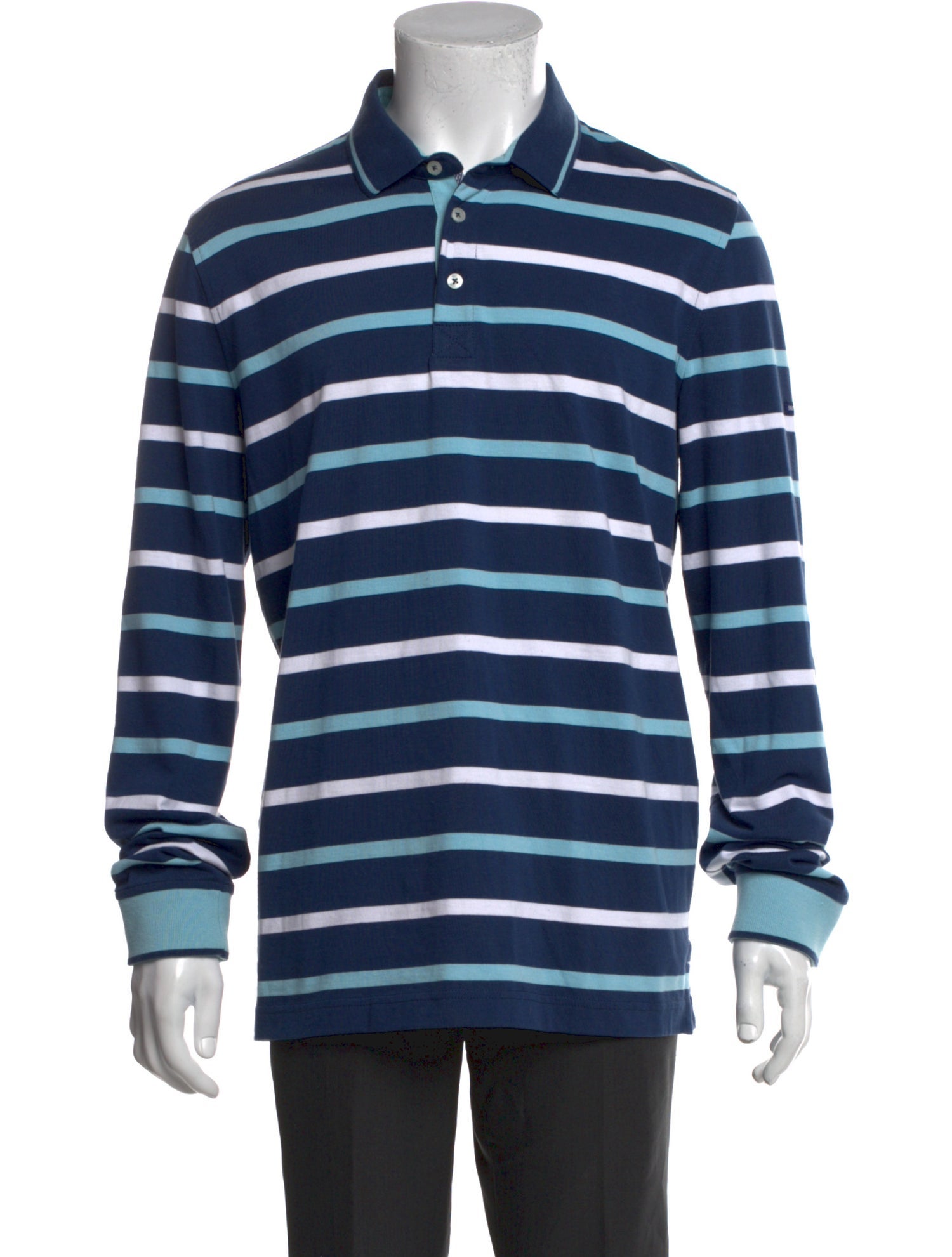 Saint James Striped V-Neck Polo Shirt