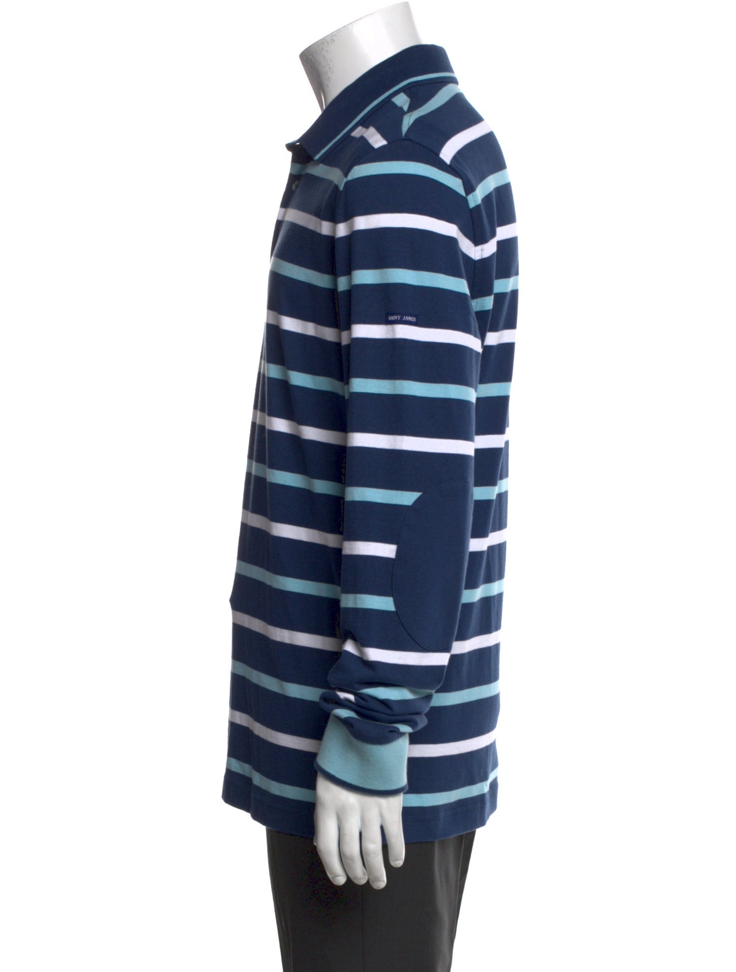 Saint James Striped V-Neck Polo Shirt