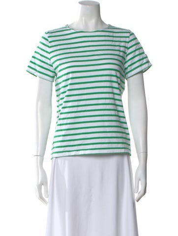 Pre-owned Saint James Striped Crew Neck T-shirt In White