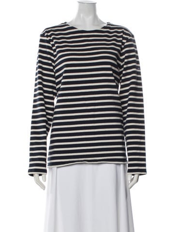 Pre-owned Saint James Striped Crew Neck T-shirt In Blue