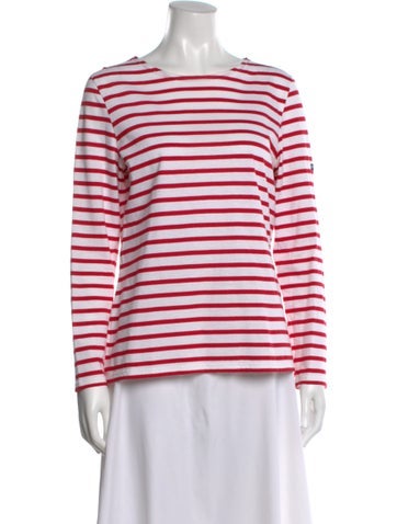 Pre-owned Saint James Striped Crew Neck T-shirt In Red