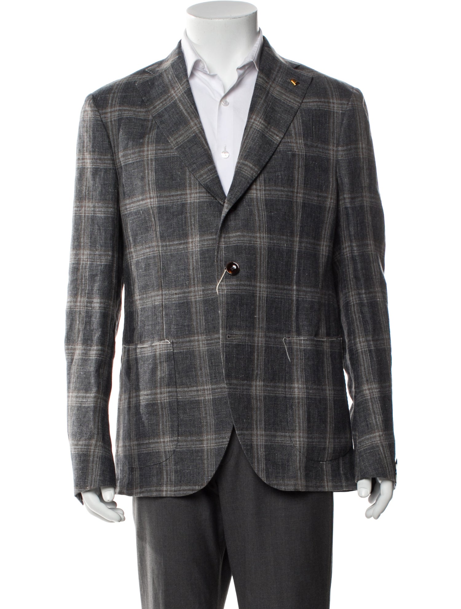 Sartoria Latorre Linen Plaid Print Blazer w/ Tags