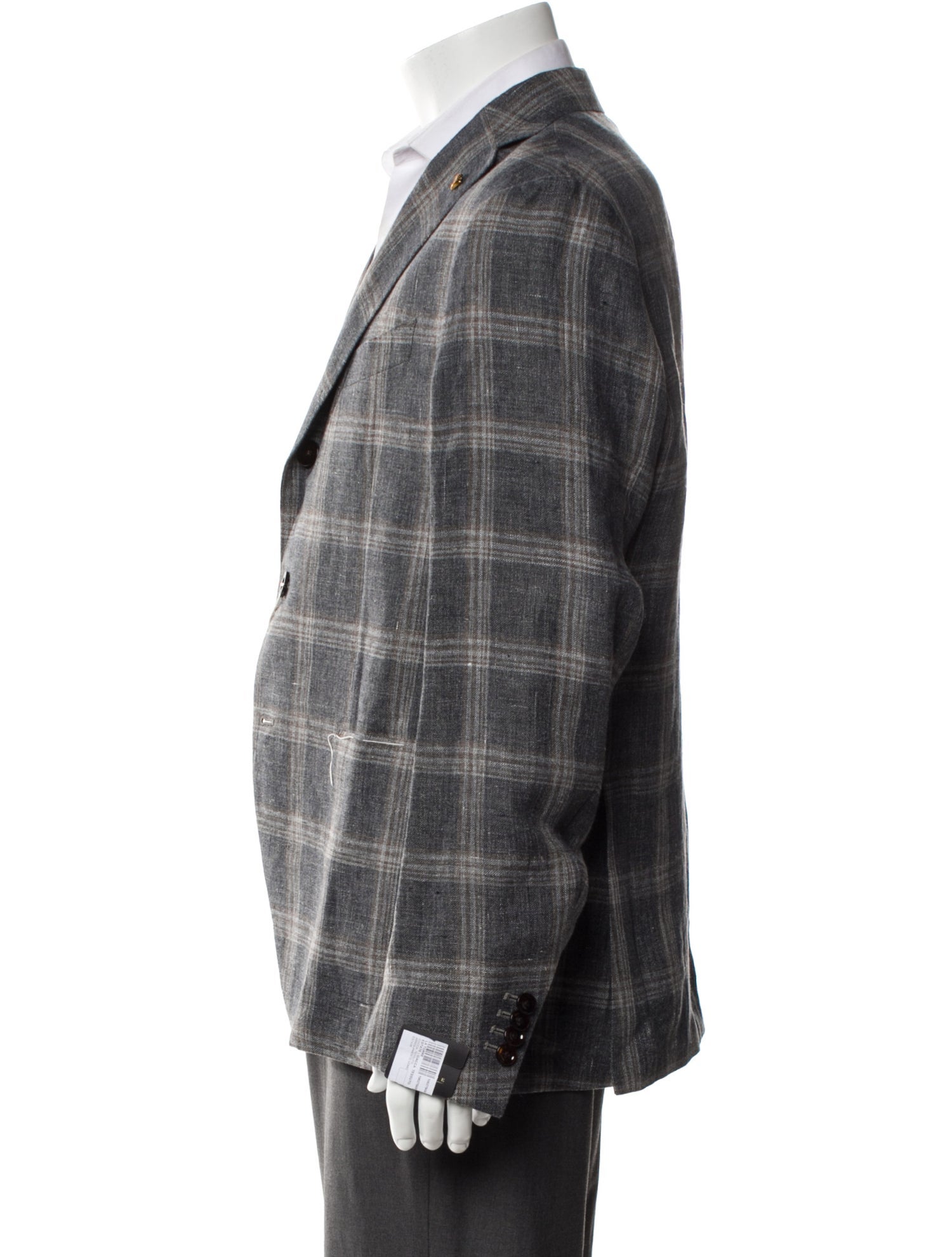 Sartoria Latorre Linen Plaid Print Blazer w/ Tags