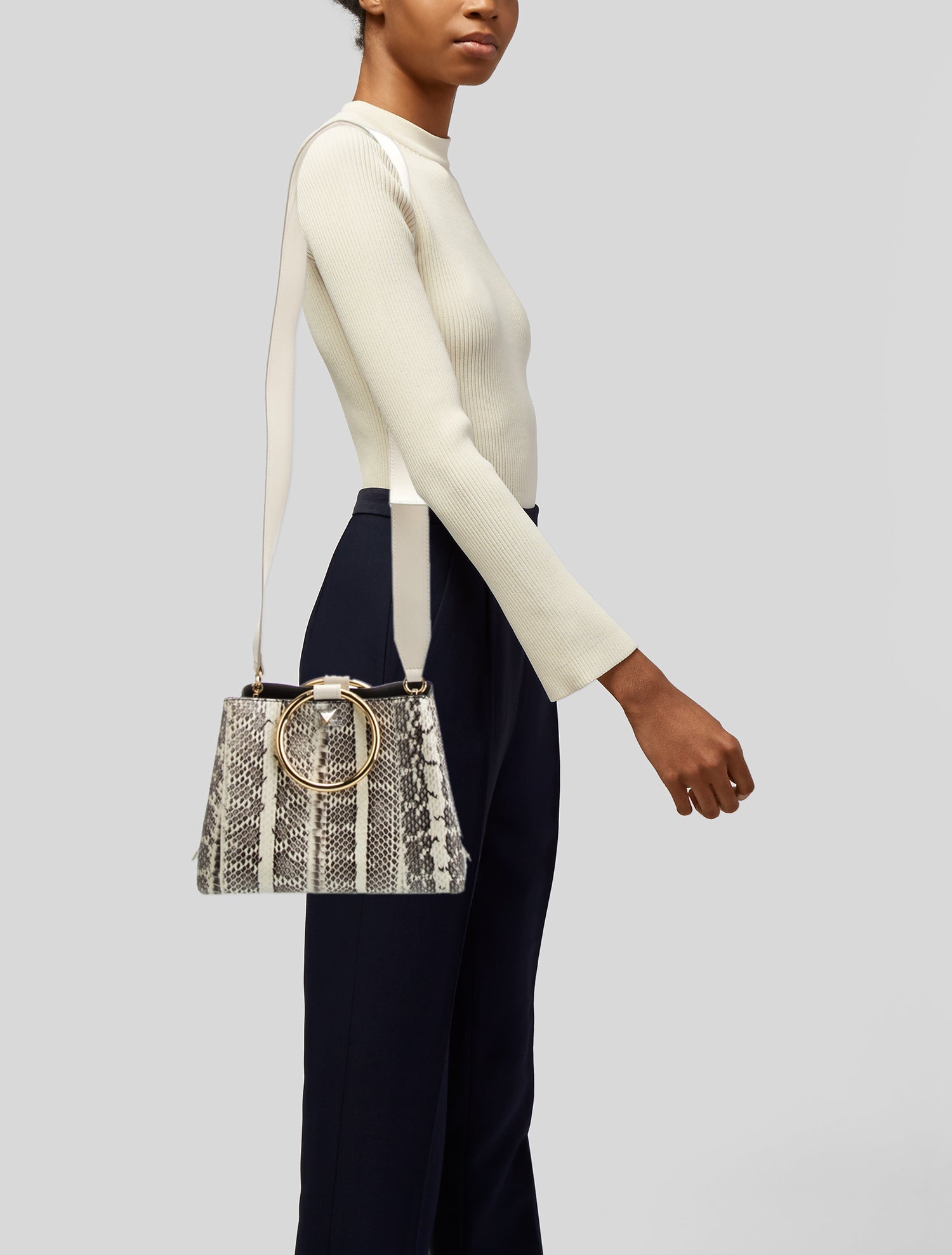 Salar Embossed Leather Bucket Bag