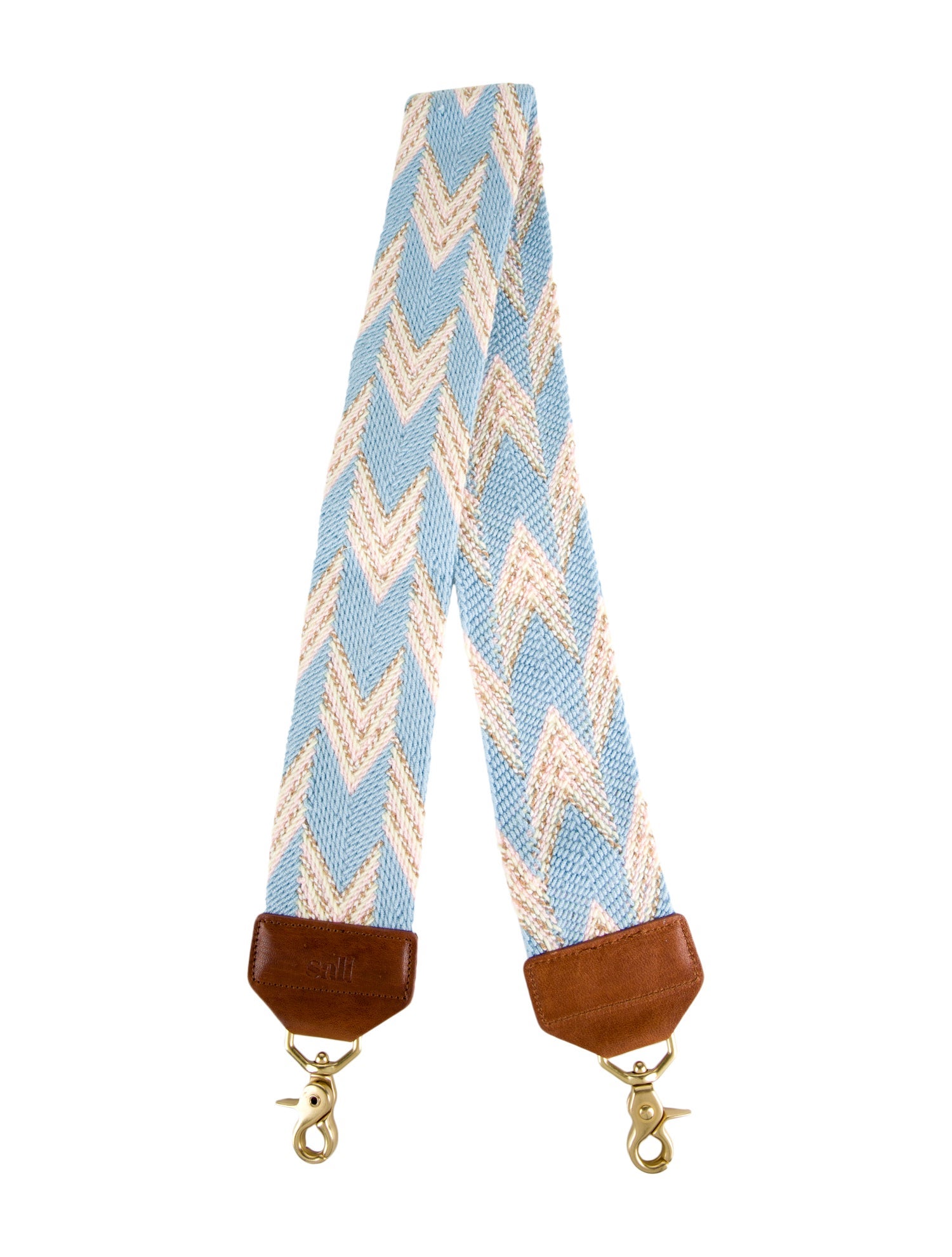 Salt Knit Patterned Bag Strap with Leather Trim