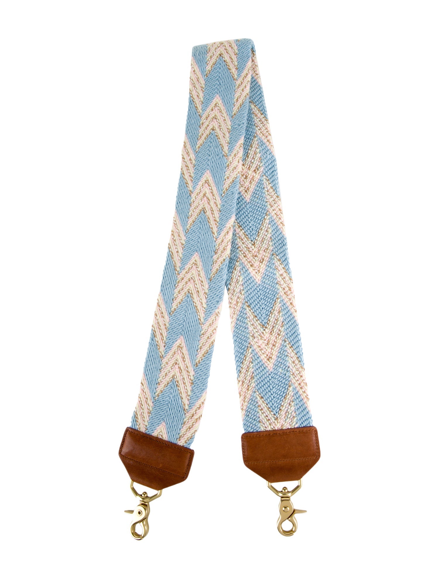 Salt Knit Patterned Bag Strap with Leather Trim