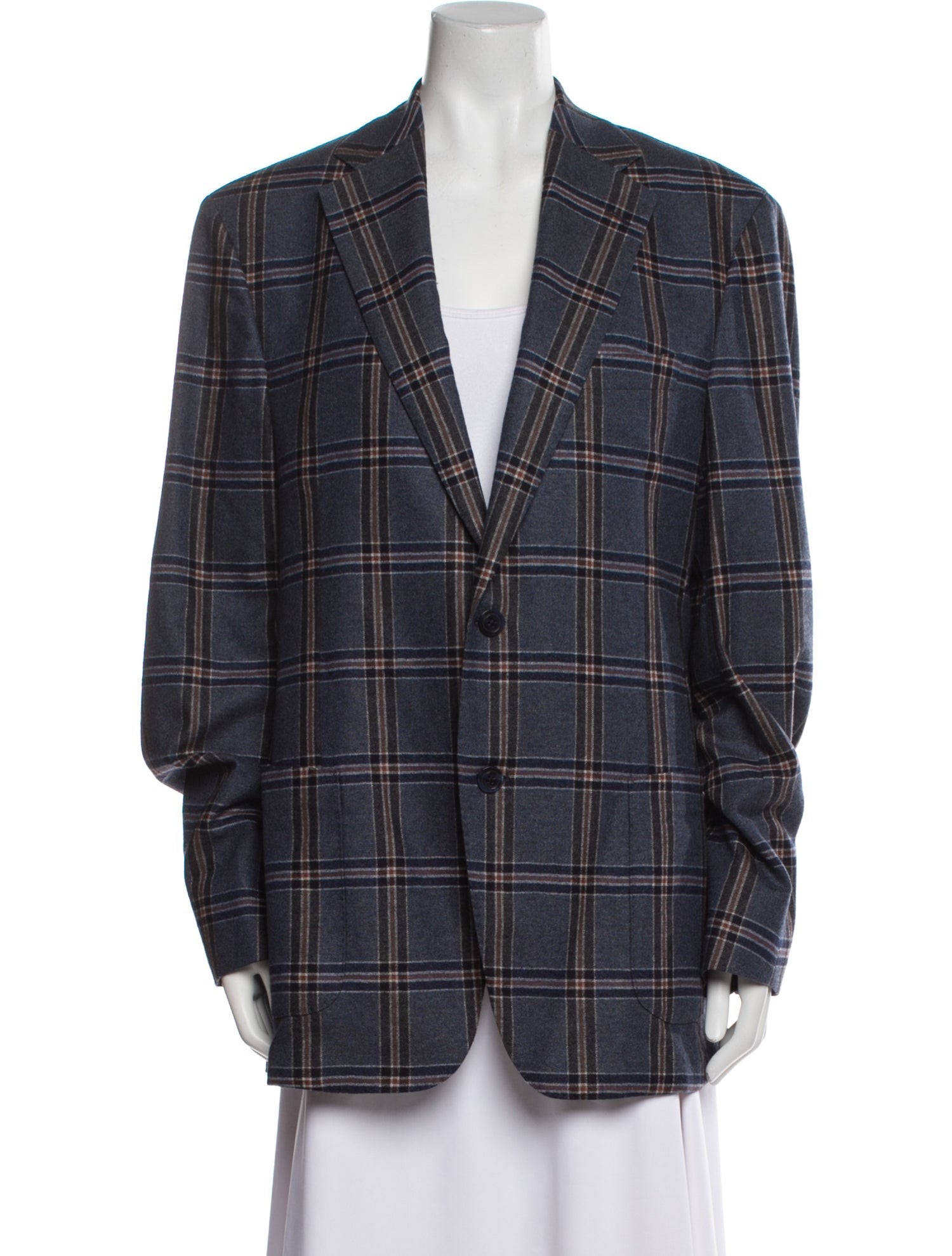Samuelsohn Cashmere Plaid Print Blazer