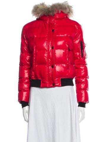 Pre-owned Sam Kids' Girls' Fur-trimmed Down Jacket In Red