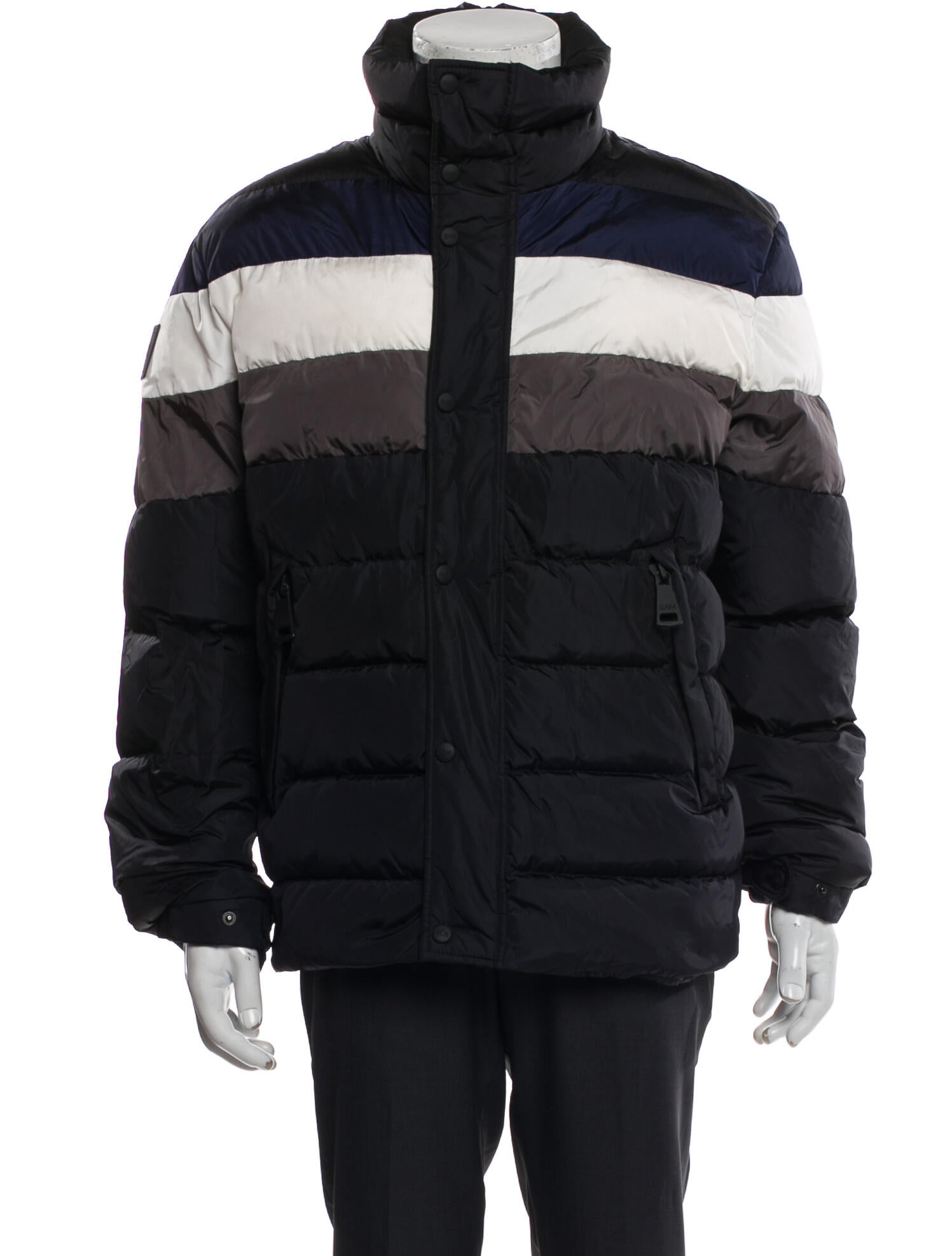 SAM. Colorblock Pattern Puffer Coat
