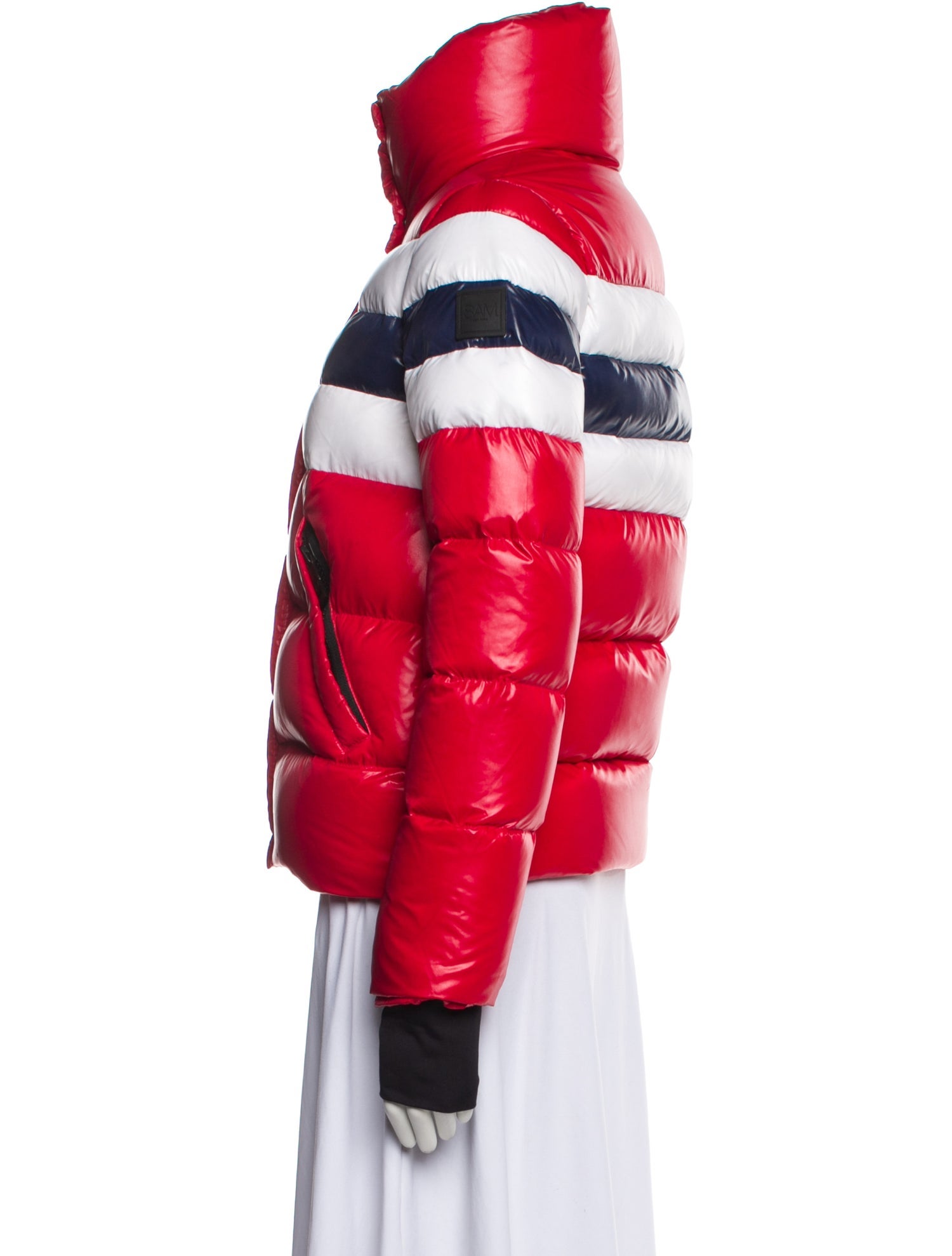 SAM. Nylon Colorblock Pattern Down Jacket