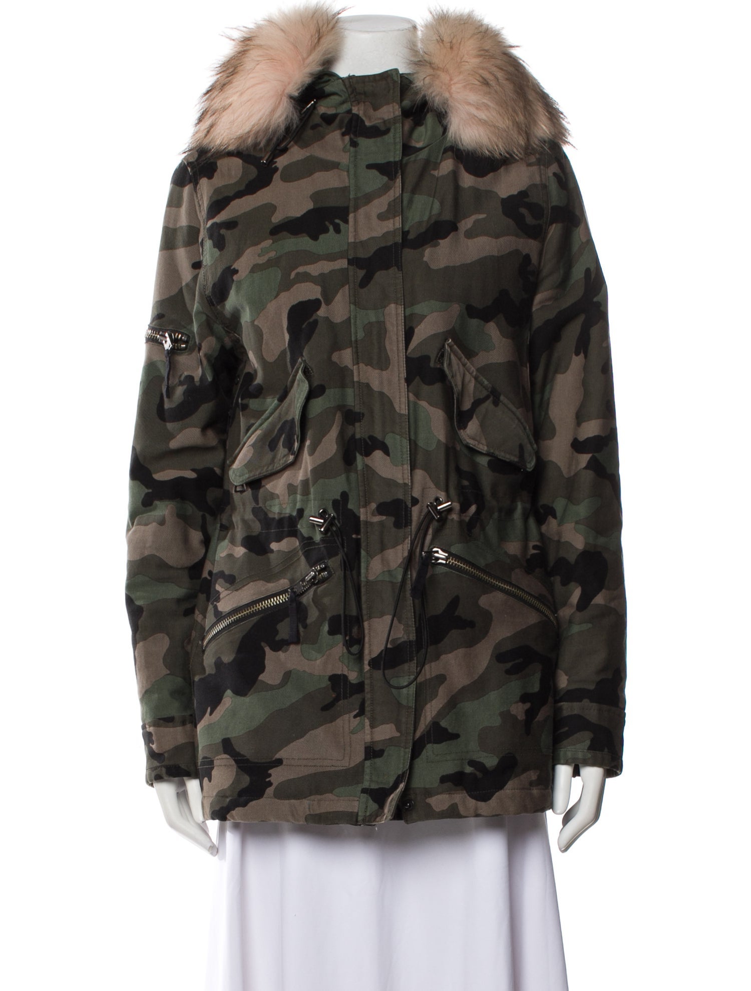 SAM. Camouflage Print Fur Jacket