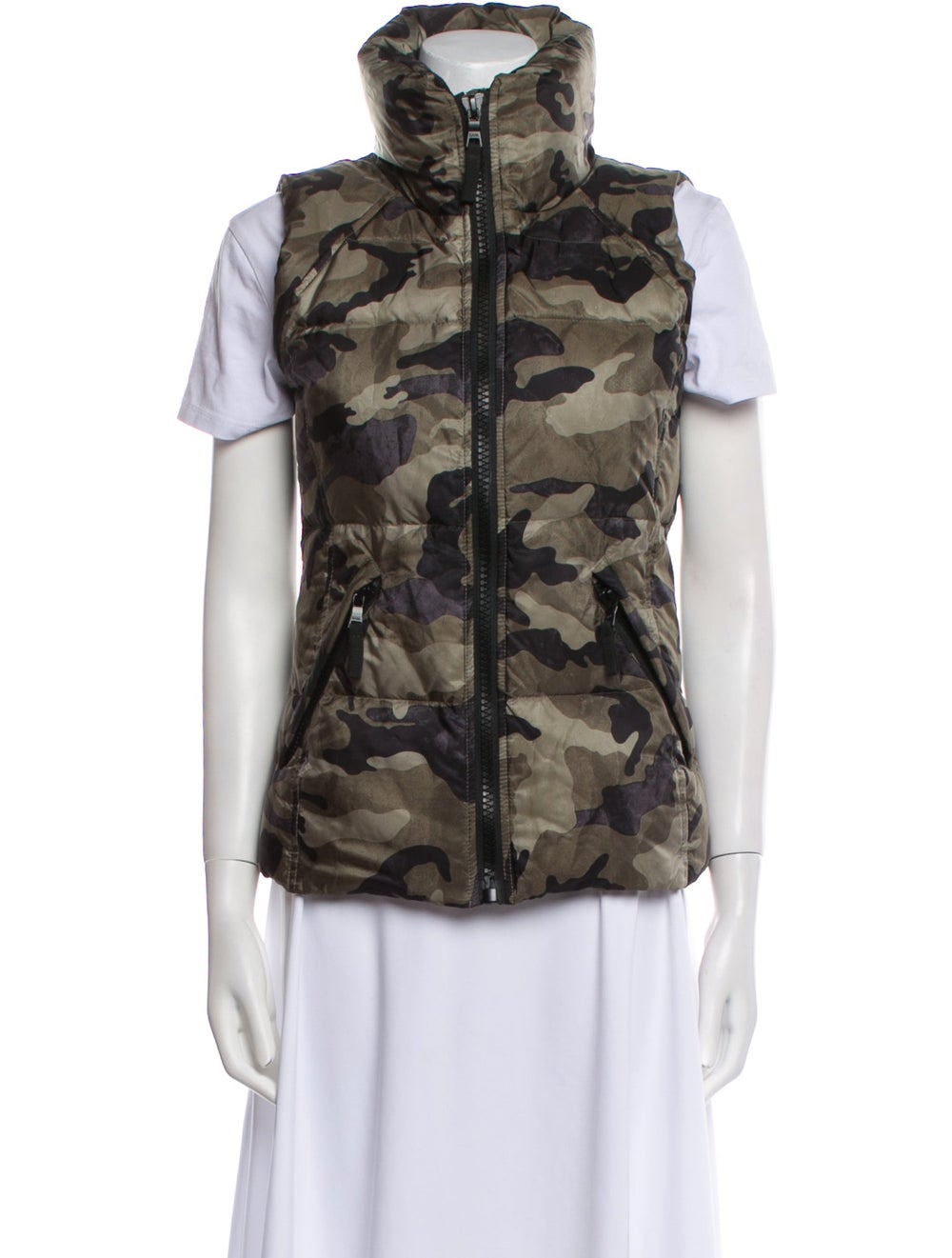 SAM. Sam. Down Jacket Green Printed Stand Collar - image 1