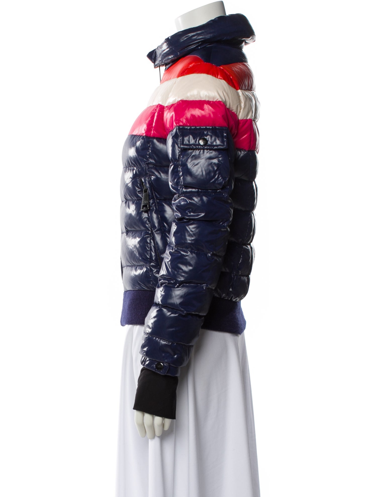 Nylon Colorblock Pattern Down Jacket