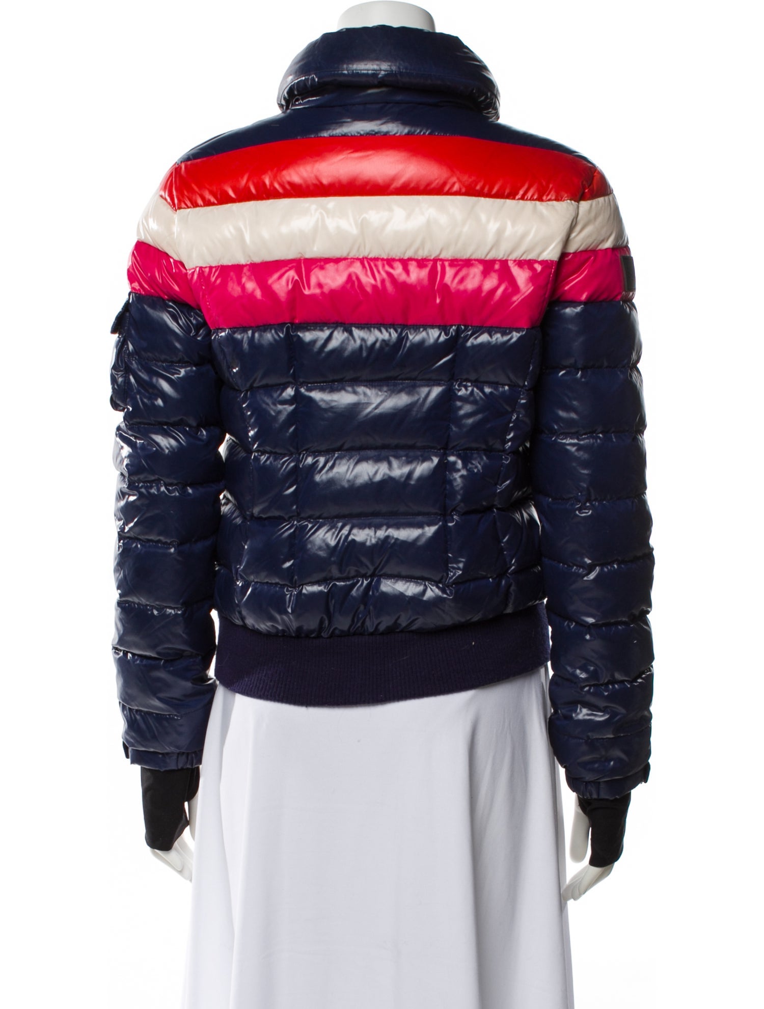 Nylon Colorblock Pattern Down Jacket
