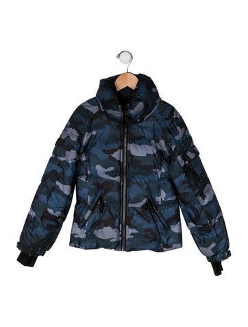 Pre-owned Sam Kids' Printed Down Coat In Blue