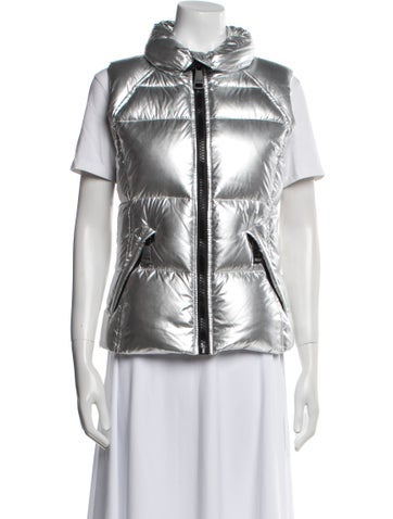 Pre-owned Sam Down Vest In Metallic/silver