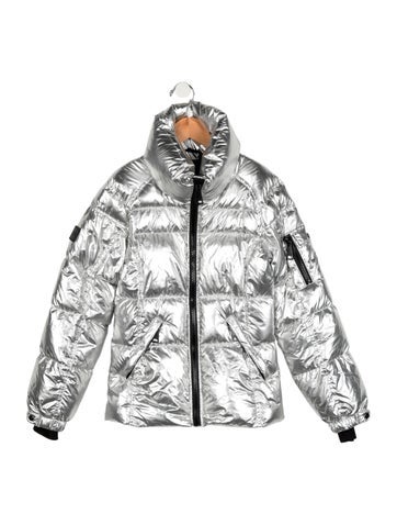 Pre-owned Sam Kids' Girls' Down Coat In Silver