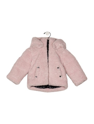 Pre-owned Sam Babies' Infant Girls Faux Fur Zip Closure Jacket In Pink