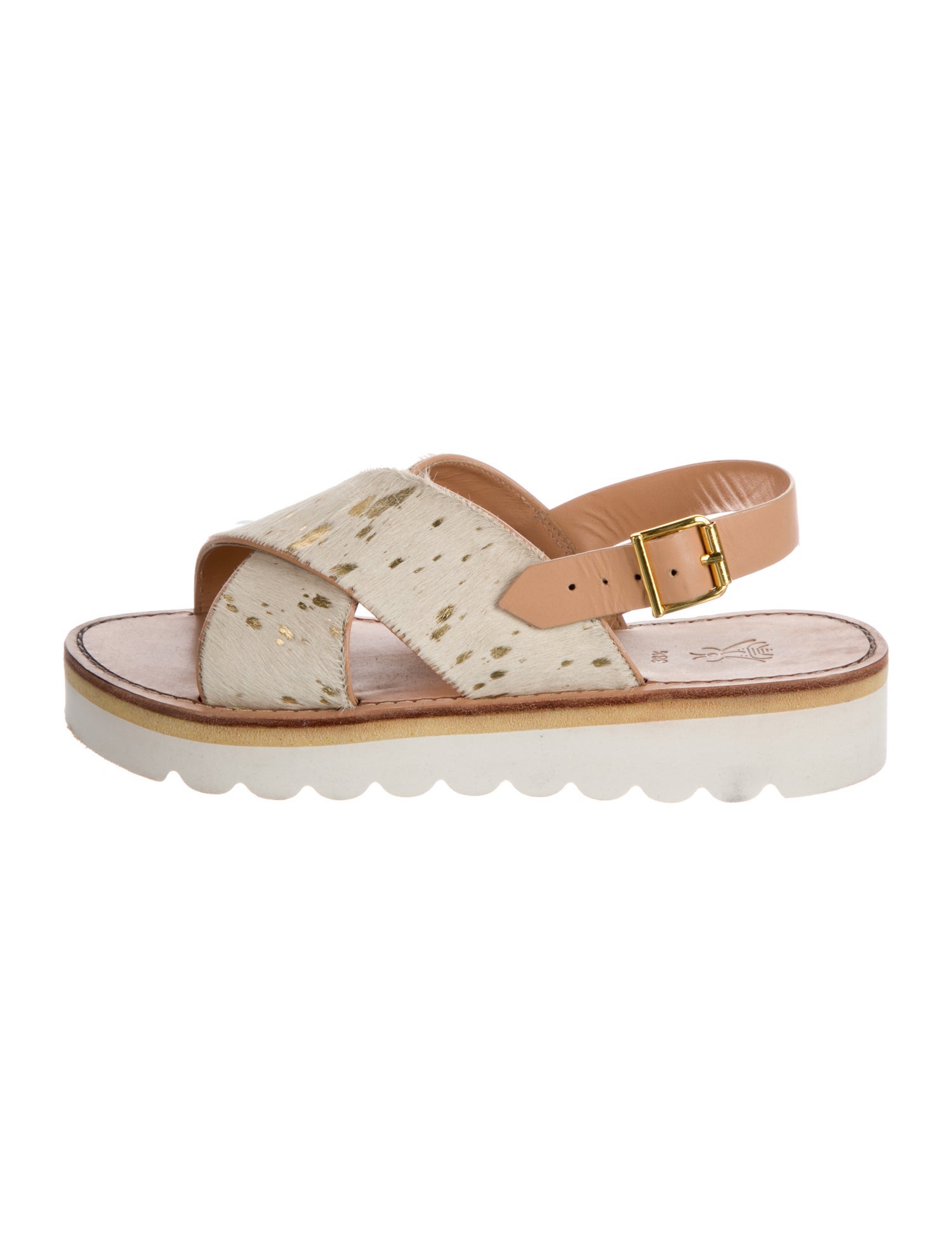 Sanchita Ponyhair Animal Print Slingback Sandals