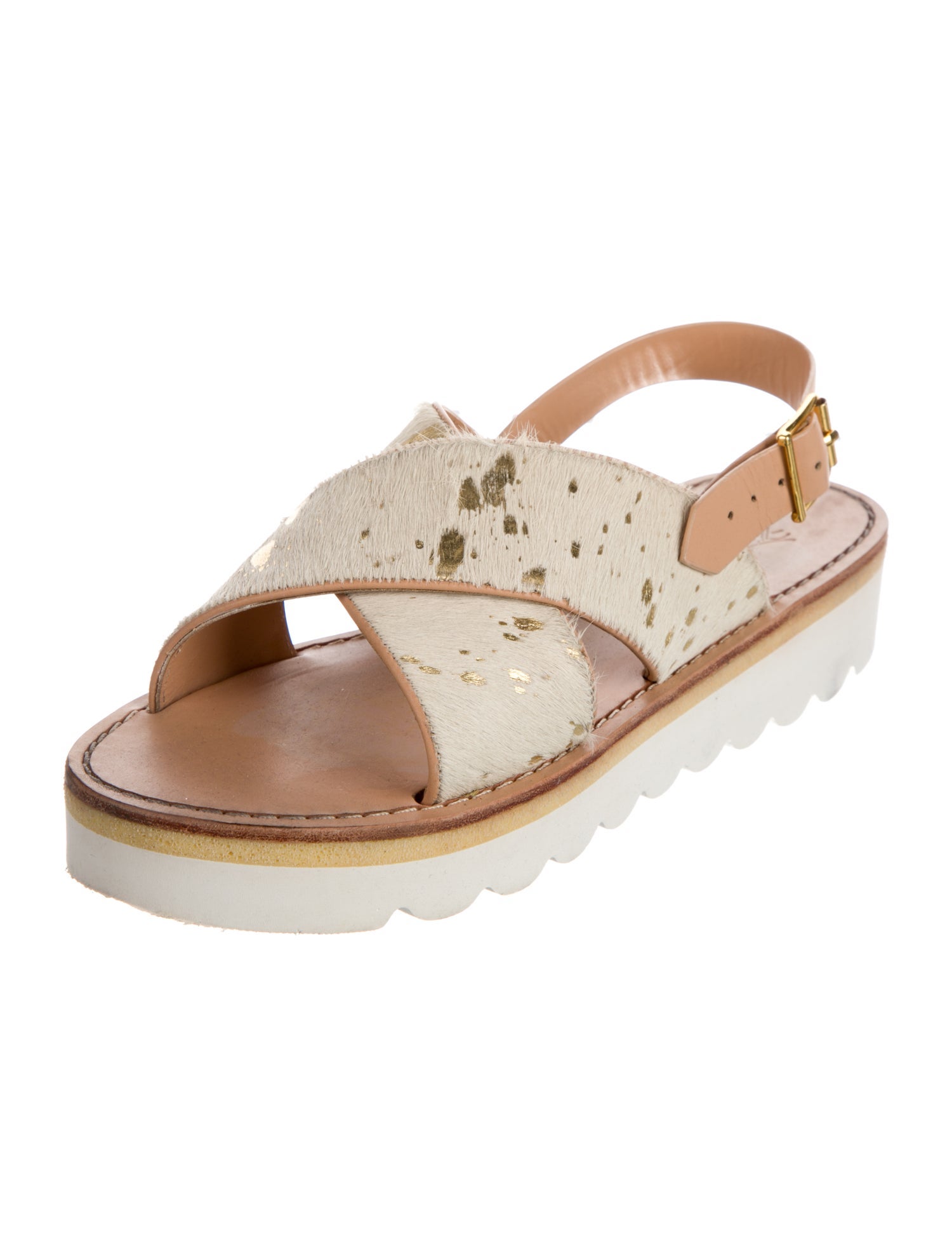 Sanchita Ponyhair Animal Print Slingback Sandals