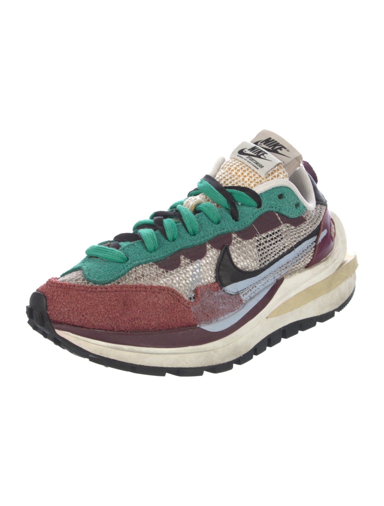 Sacai x Nike Vaporwaffle 'Villain Red Neptune Green' Sneakers