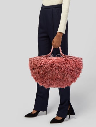 Sans Arcidet Raffia Top Handle Bag