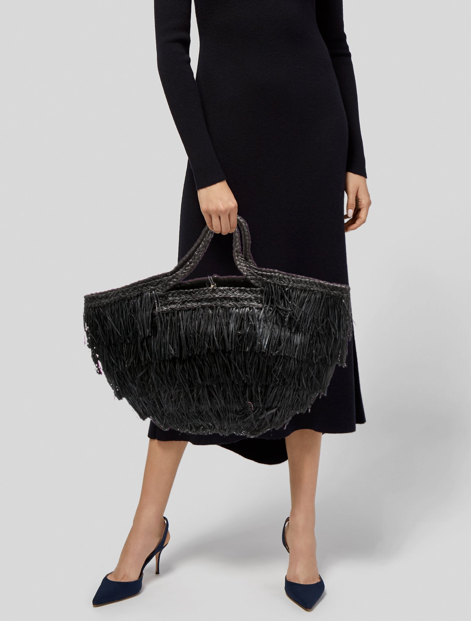 Sans Arcidet Raffia Top Handle Bag