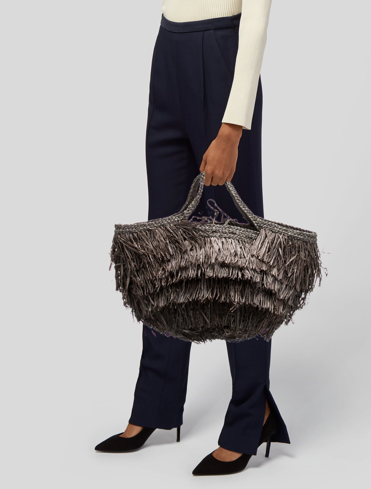 Sans Arcidet Raffia Top Handle Bag