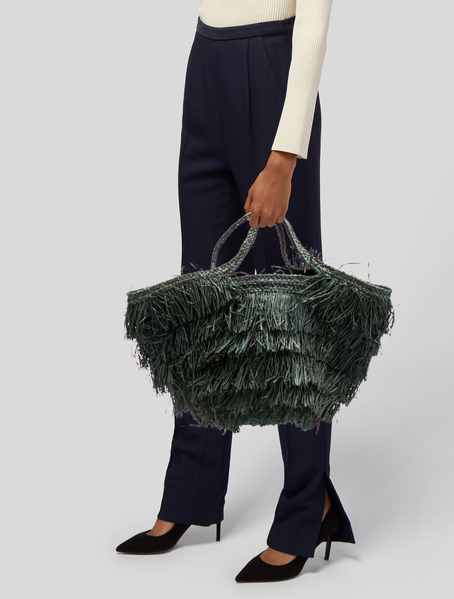 Sans Arcidet Raffia Top Handle Bag w/ Tags