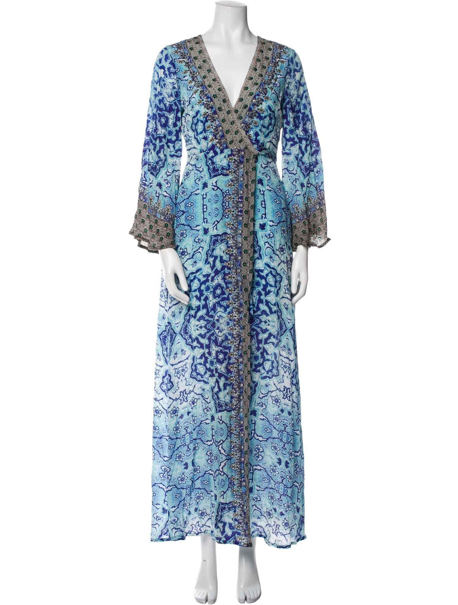 Shahida Parides Printed Crystal Embellishments Robe w/ Tags